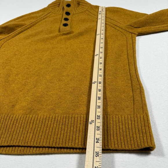 Banana Republic Italian Merino Wool Henley Sweater mustard yellow Men SMALL - Picture 5 of 7